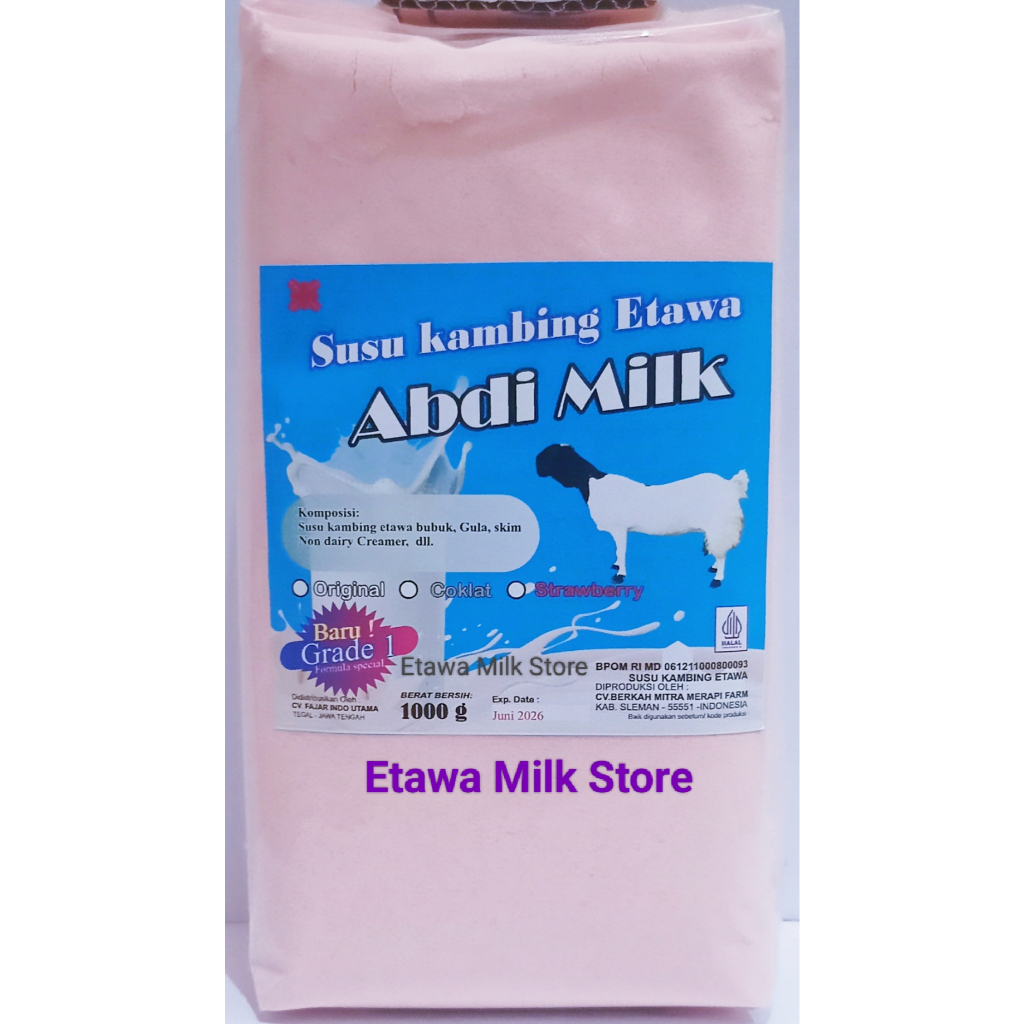 

Susu Kambing Etawa Rasa Strawberry Grade 1 Isi 1kg
