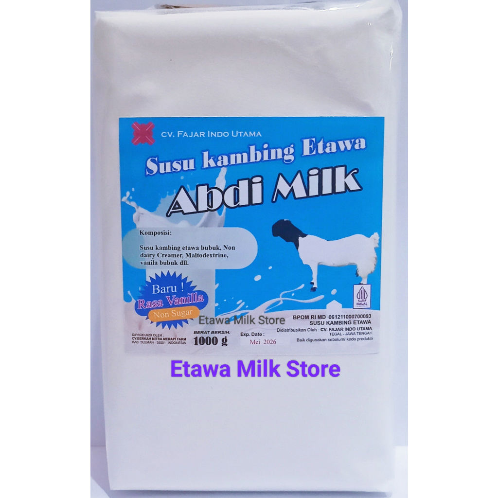 

Susu Kambing Etawa Rasa Vanilla Non Sugar Isi 1kg