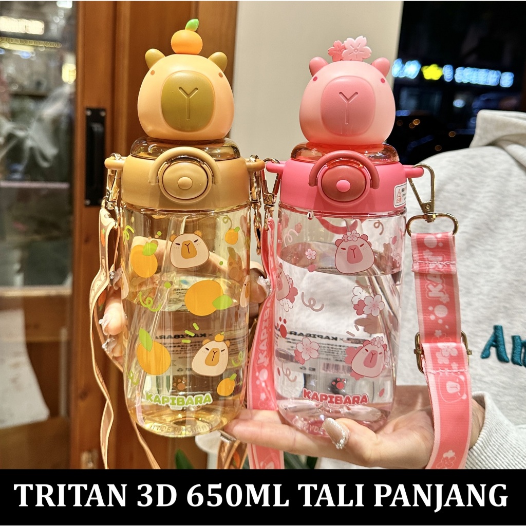2025 Botol minum air Kapibara Capybara 3D 650ml BPA FREE original import kids school bottle anak lak