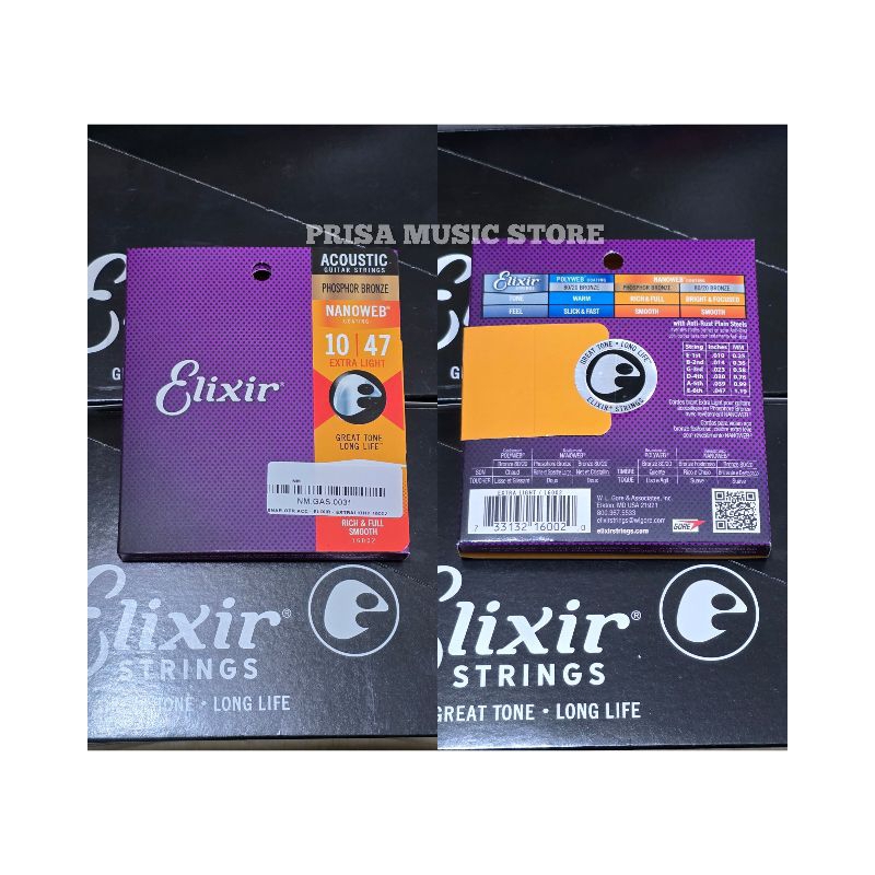 Senar Gitar Elixir Original Phosphor Bronze Akustik 0.10 - 0.47