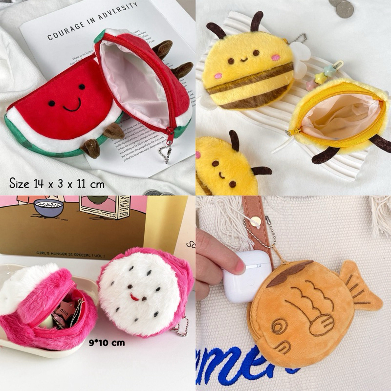 dompet koin LEBAH SEMANGKA lucu viral gantungan kunci keychain