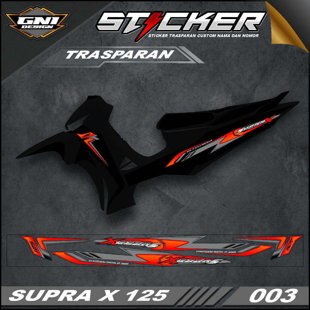 SUPRA X 125 FI  STIKER STRIPING TRANSPARAN PREMIUM MOTOR KEREN LIS VARIASI HONDA SUPRA X 125 TAHUN 2