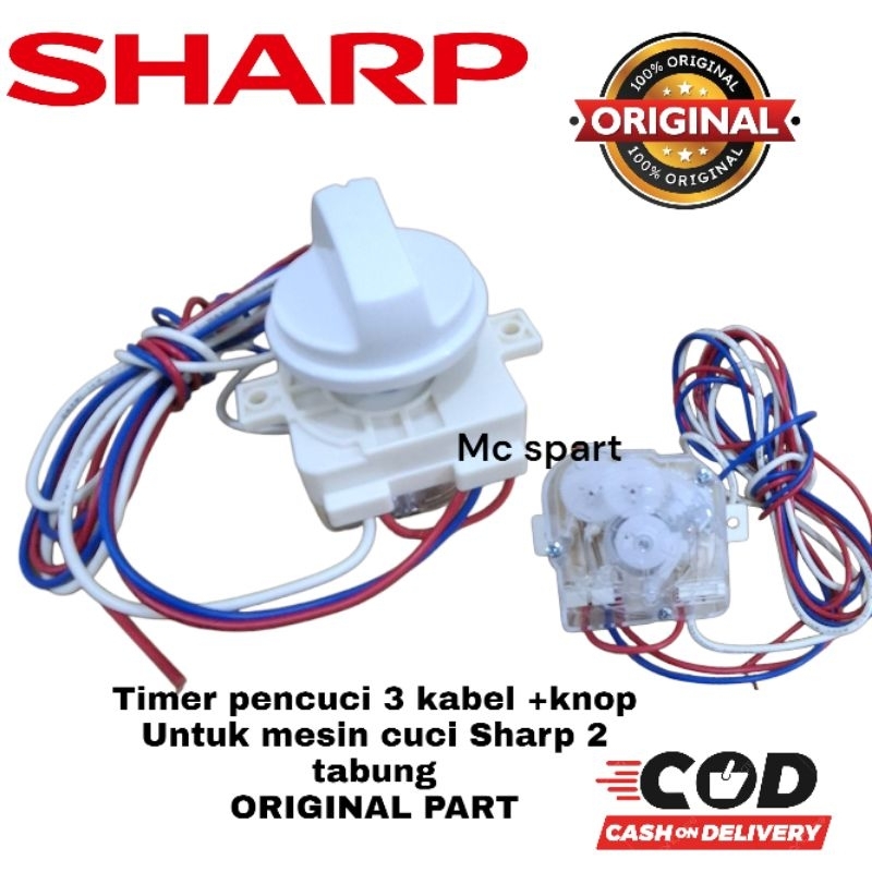 ORIGINAL=SET TIMER PENCUCI SHARP ES-T85MW SET TIMER+KNOP MESIN CUCI SHARP 2 TABUNG