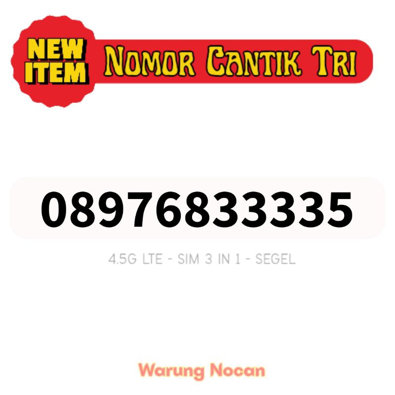 Nomor cantik tri 3 three 11 digit 33335