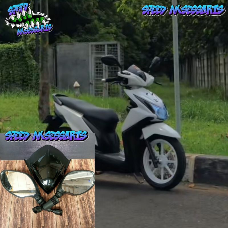Visor Variasi Plus Spion Click PNP Honda Beat Fi Lama 2013-2015 Kualitas Terbaik Bonus Free Double T
