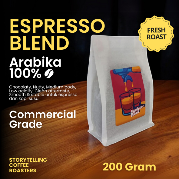 

Kopi Espresso Blend Arabika Flores 200 Gram Sangrai Fresh / Bold Clean Cocok Es Kopi Susu & Espresso