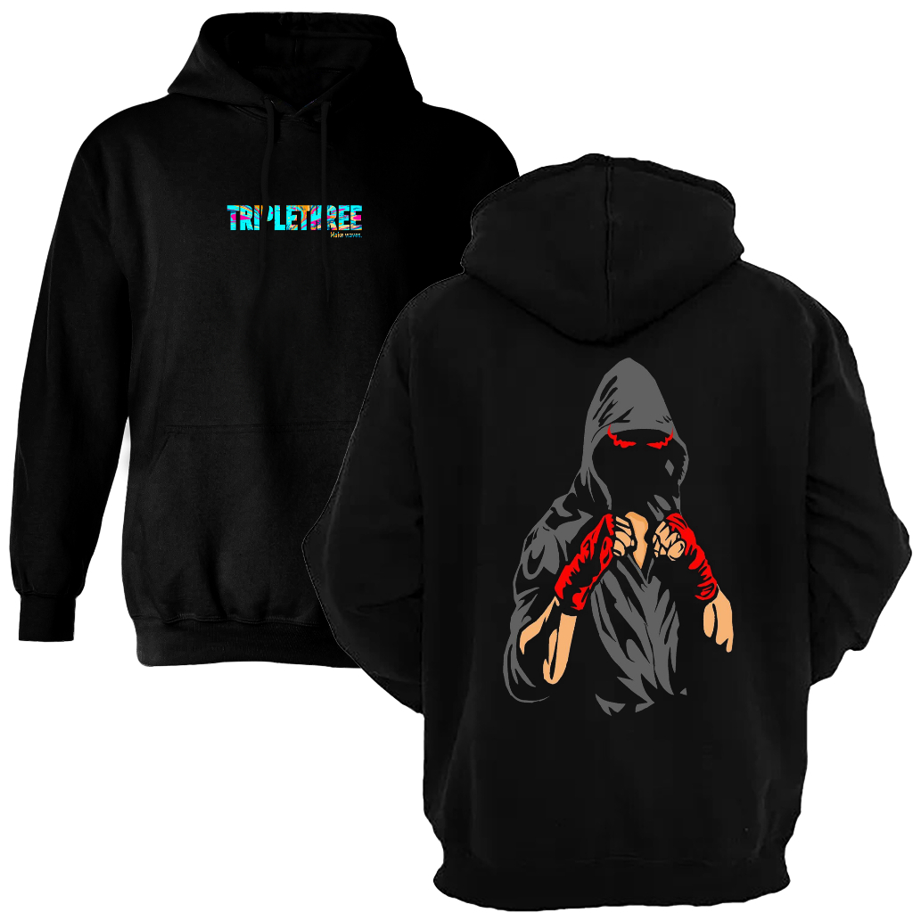 Hoodie cowok oversize triplethree sablon fighter unisex pria wanita sweater jaket korea style