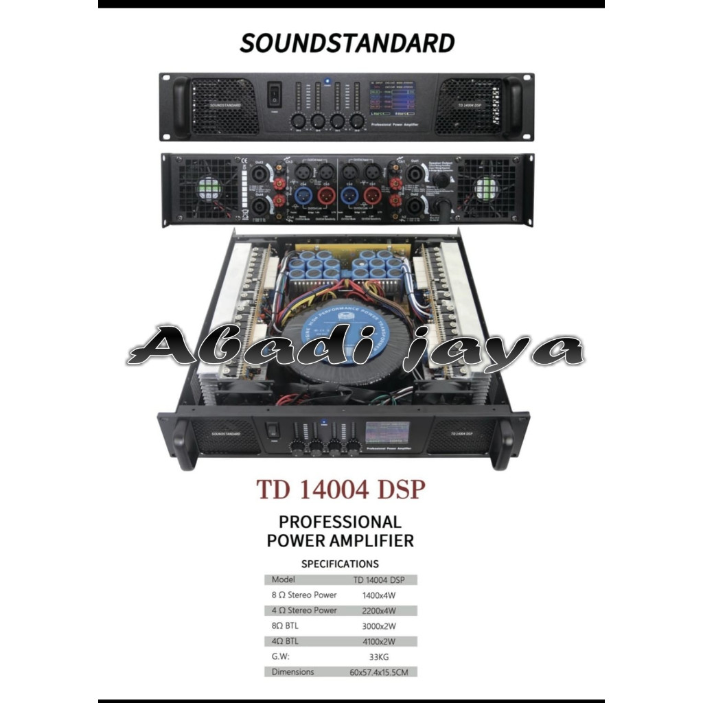 POWER AMPLIFIER SOUNDSTANDARD TD14004 DSP TD 14004 DSP 4CH 4X1400 WATT SOUNDSTANDAR