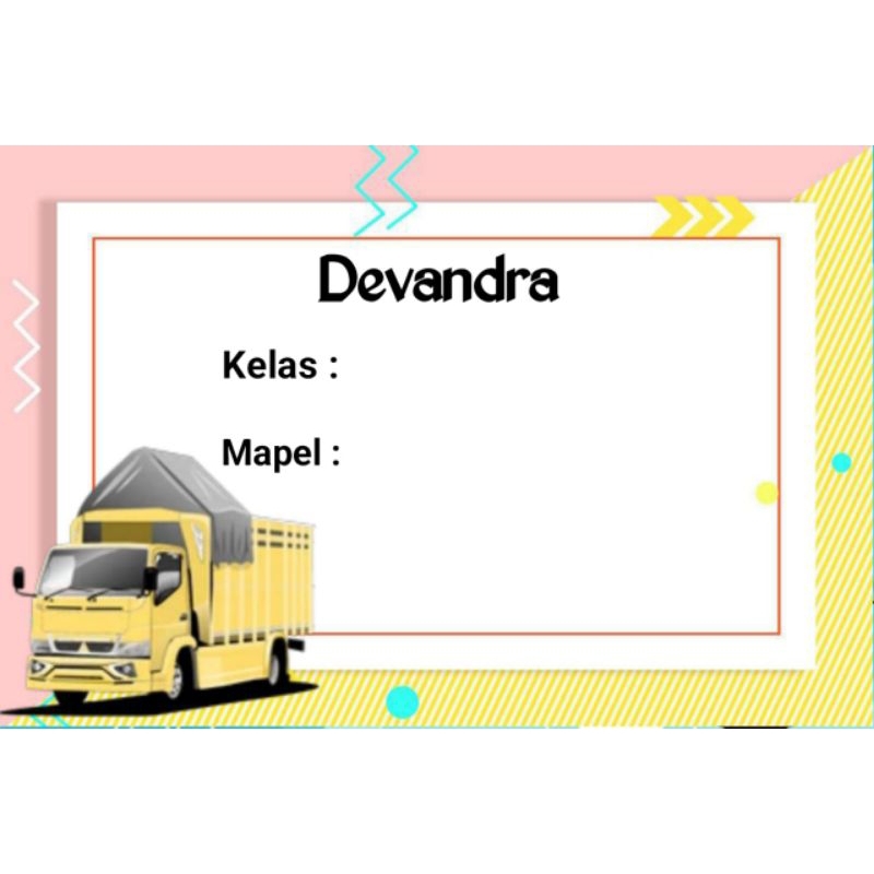 

(ISI 50 PCS) SUDAH ADA LEM STICKER LABEL BUKU SEKOLAH CUSTOM NAMA & FOTO MOTIF TRUK