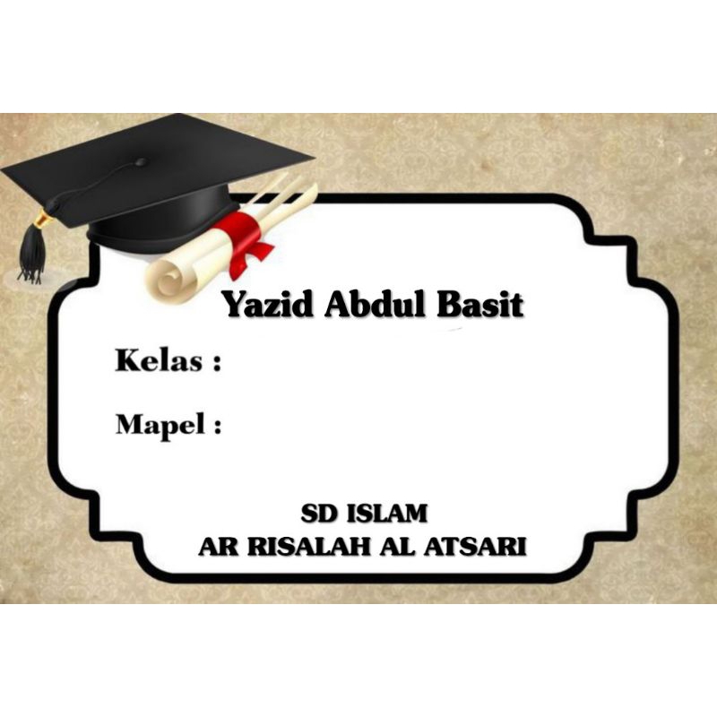 

(ISI 50 PCS) SUDAH ADA LEM STICKER LABEL BUKU SEKOLAH CUSTOM NAMA & FOTO motif minimalis