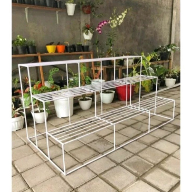 RAK BUNGA SUSUN 3 PANJANG 1 METER  RAK POT BUNGA SUSUN  STANDING POT BUNGA SUSUN