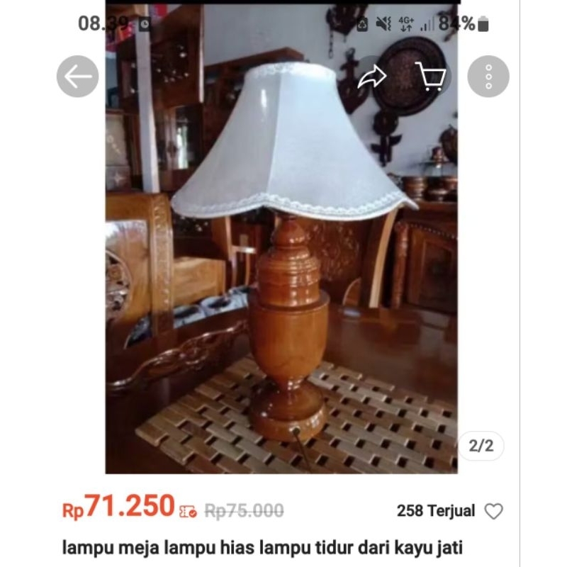 Lanpu meja lampu sudut lampu kamar kayu jati