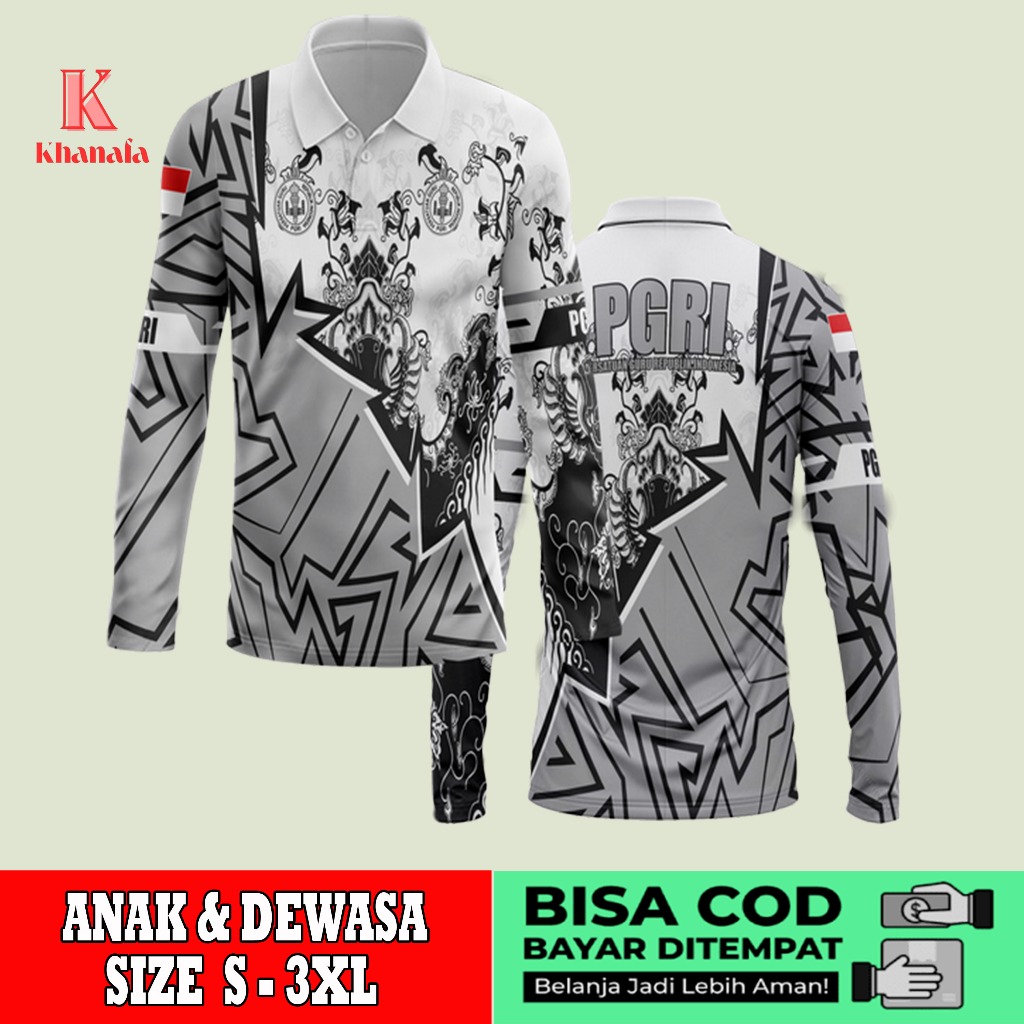 Kaos Polo | Baju pgri | Kaos Polo Batik PGRI | Baju Guru Batik PGRI | Kaos Polo Motif Batik PGRI Ful