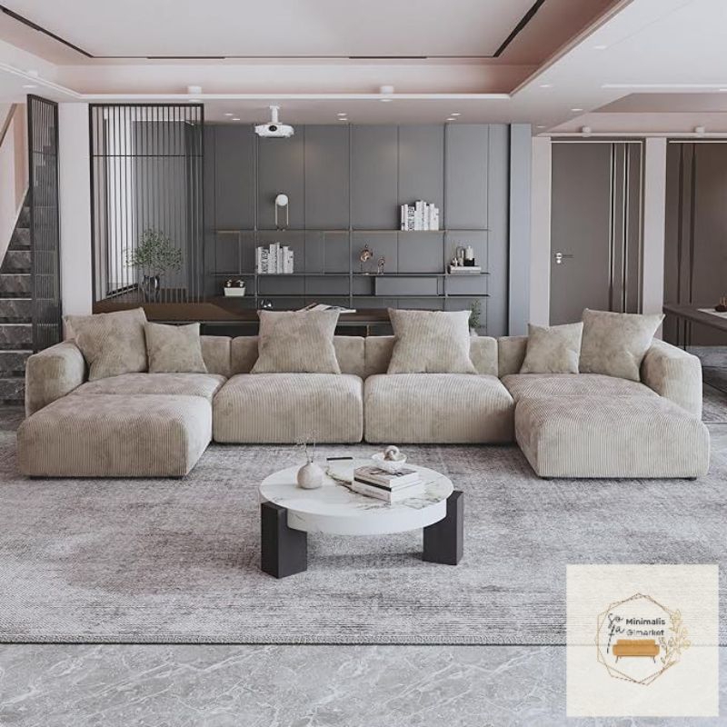 Sofa Letter U Sofa Jumbo U Shape Sofa Ruang Tamu Kekinian sofa free bantal