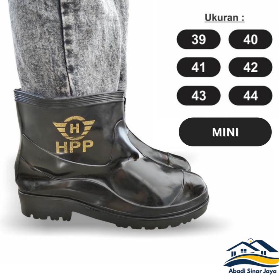 ASJ Sepatu Boot MINI  Sepatu Boots Karet Pendek Anti Slip  Boots Pria Waterproof Ringan Hitam HPP