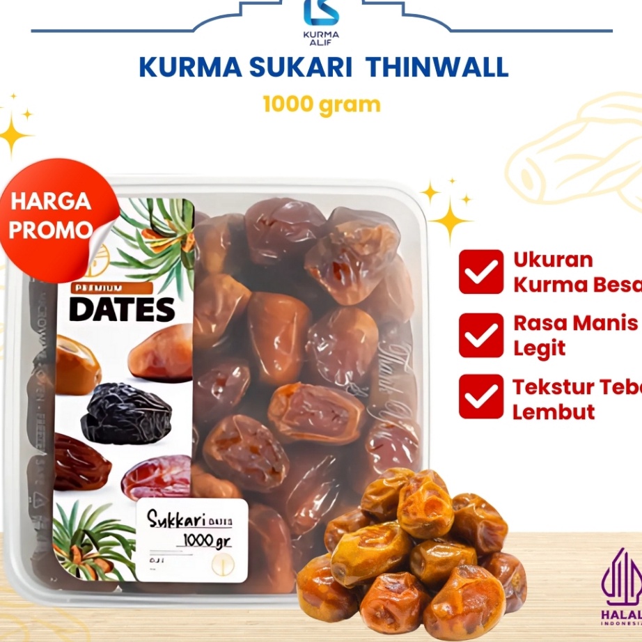 

Bisa Cod Kurma Sukari Thinwall 1 Kg Kurma Raja Basah Premium Quality
