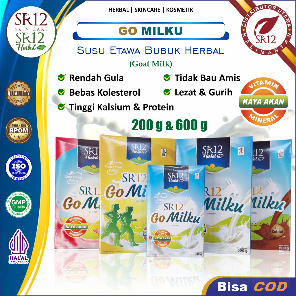 

Go Milku SR12 Susu Kambing Etawa Bubuk Rendah gula Bebas kolesterol Gomilku Anak & Dewasa Halal BPOM