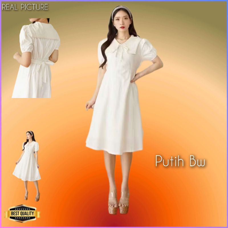 Gaun Midi Dress Pesta Wanita Meilin LD 100 Jumbo LD 130 Bigsize Putih