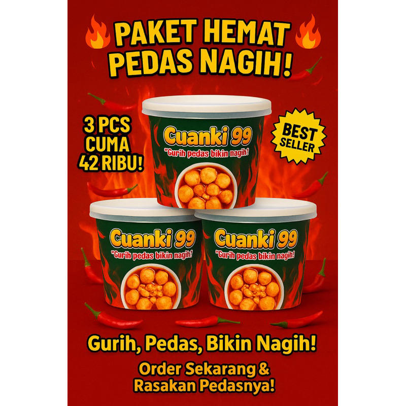 

PAKET HEMAT CUANKI INSTAN 3 pcs ENAK,GURIH,PEDAS