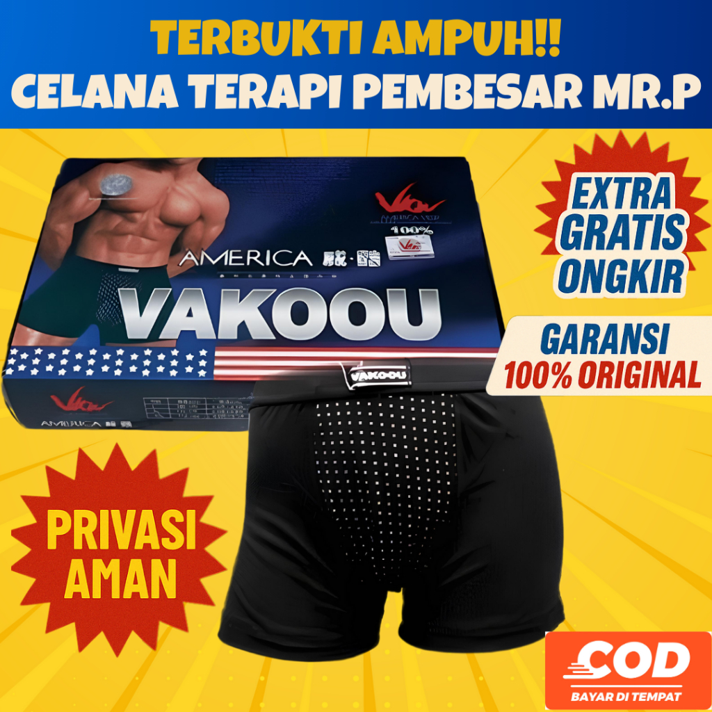 Celana Dalam Pria Vakoou Celana Boxer Magnet Terapi Pembesar Mr.P Kesehatan Pria Ampuh Original 100%
