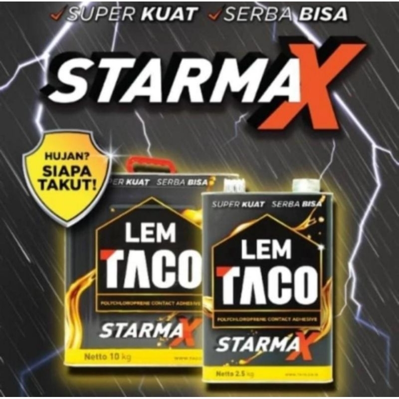 Lem Kuning Taco STARMAX 2,5 kg dan 10 kg / Lem kuning Vinyl / Lem Kuning HPL