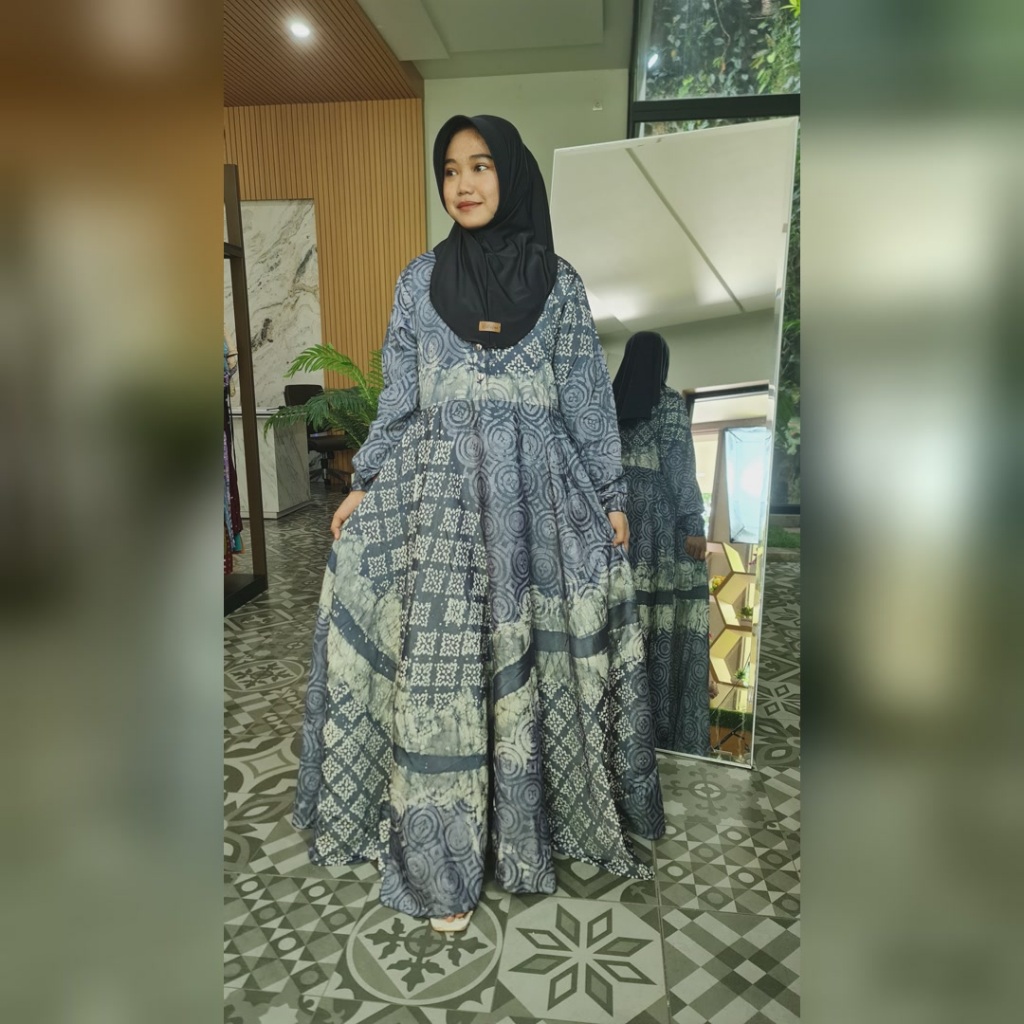 Gamis Shilky Motif Batik Terbaru Ori Bee Batik Pekalongan