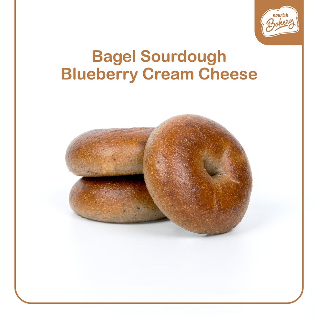 

NOB Bagel Blueberry Cream Cheese - 100% Sourdough Bagel Blueberry dengan isian Cream Cheese Long