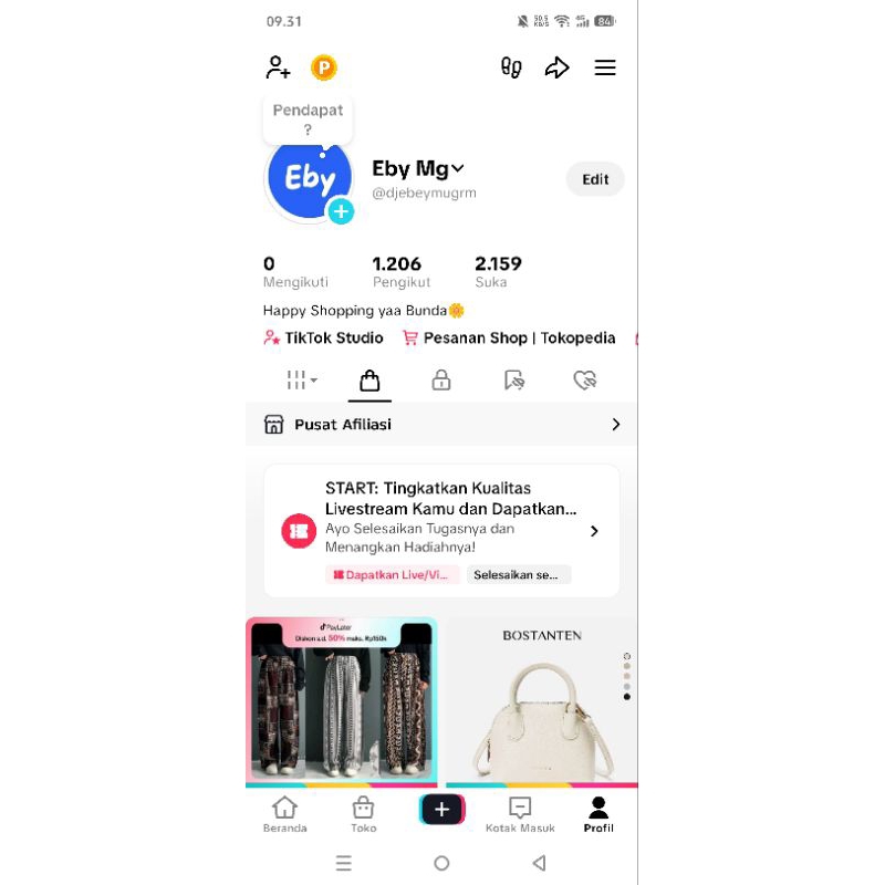 Jual Akun Tiktok 1k Followers