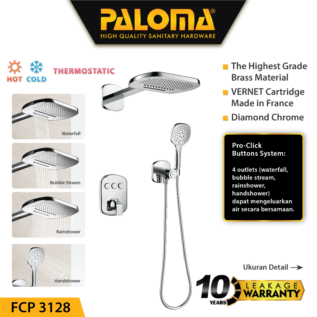 PALOMA FCP 3128 Keran Mixer Shower Tanam Set Dinding Tembok Kran Air