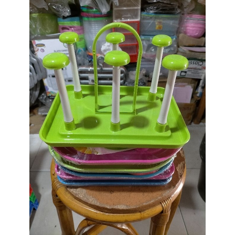 STAND GLASS TEMPAT GELAS 6 STIK PERSEGI/ OVAL