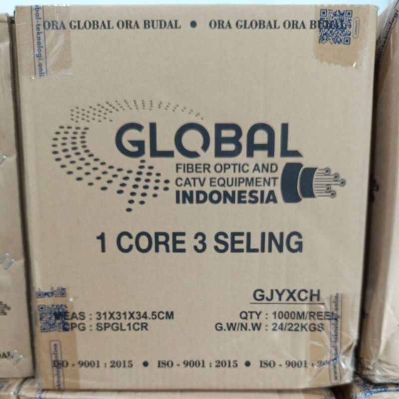 kabel FO Global 1 core 3 kawat 1,2ml panjang 1000m