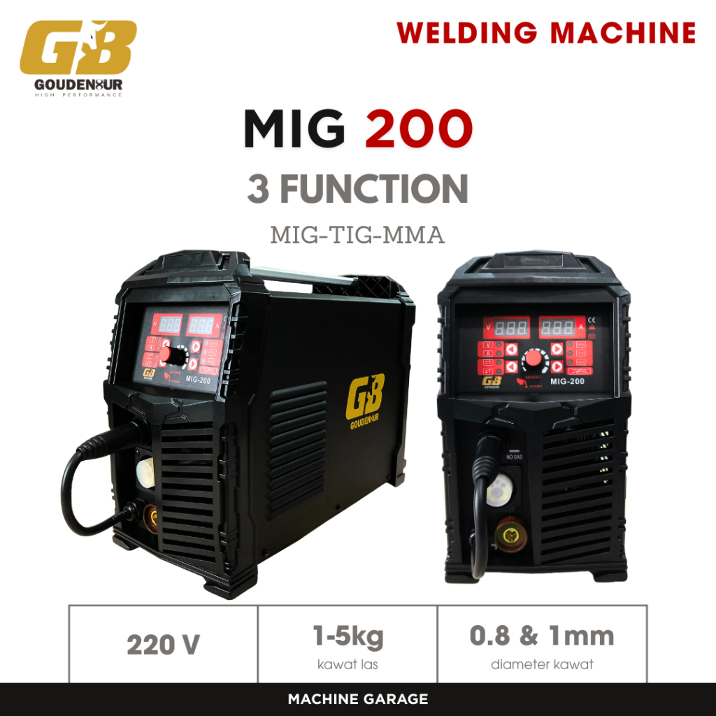 Mesin Las MIG 200 GB 3 in 1 tanpa co2 atau dengan gas
