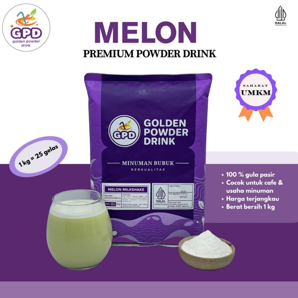 Bubuk minuman Premium - Melon Milkshake - Golden powder drink