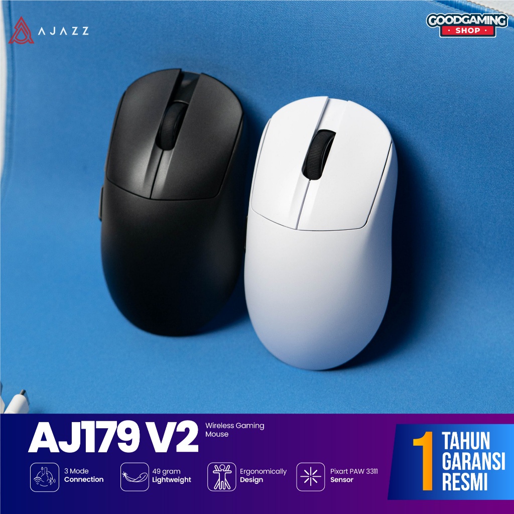 AJAZZ AJ179 V2 / AJ-179 V2 Series PAW3311 Tri-mode Wireless Ergonomics Gaming Mouse - Mouse Gaming