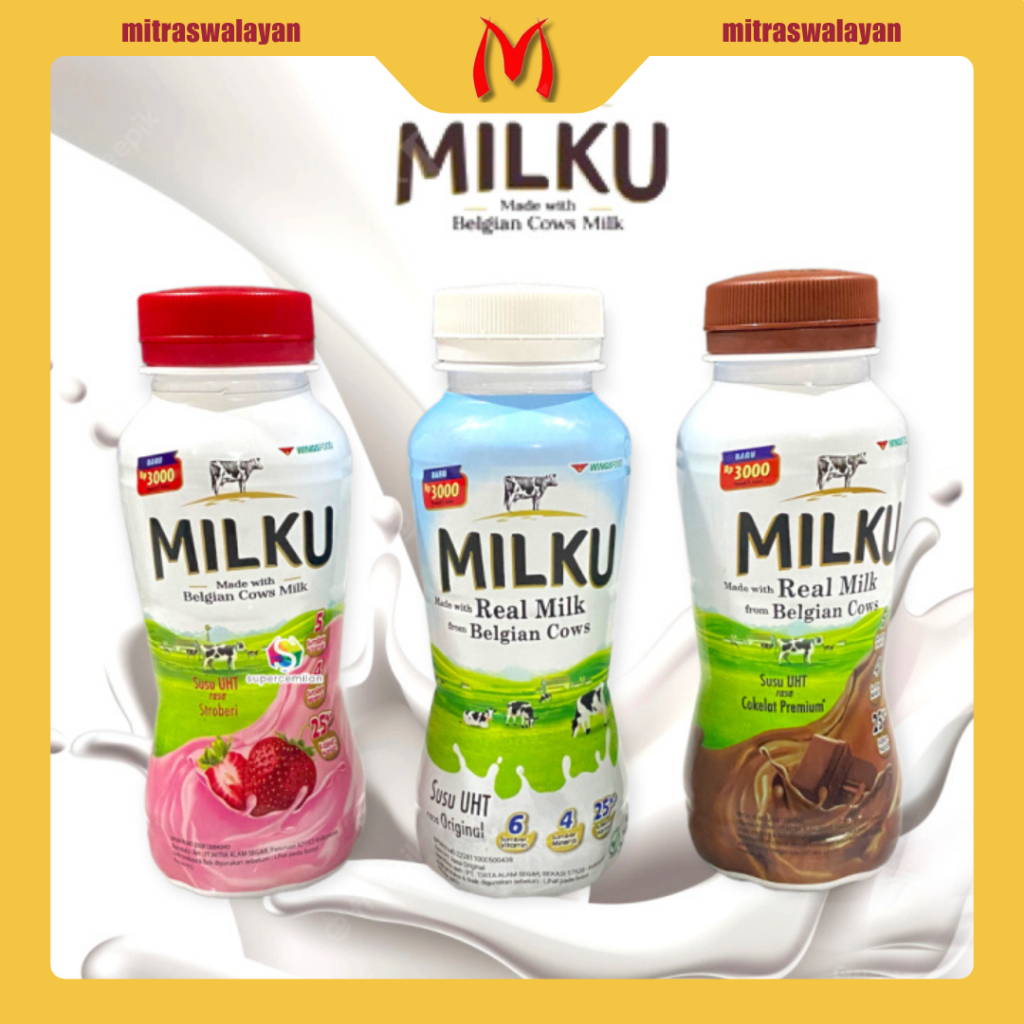

MILKU Susu UHT Kemasan Botol 200 ml