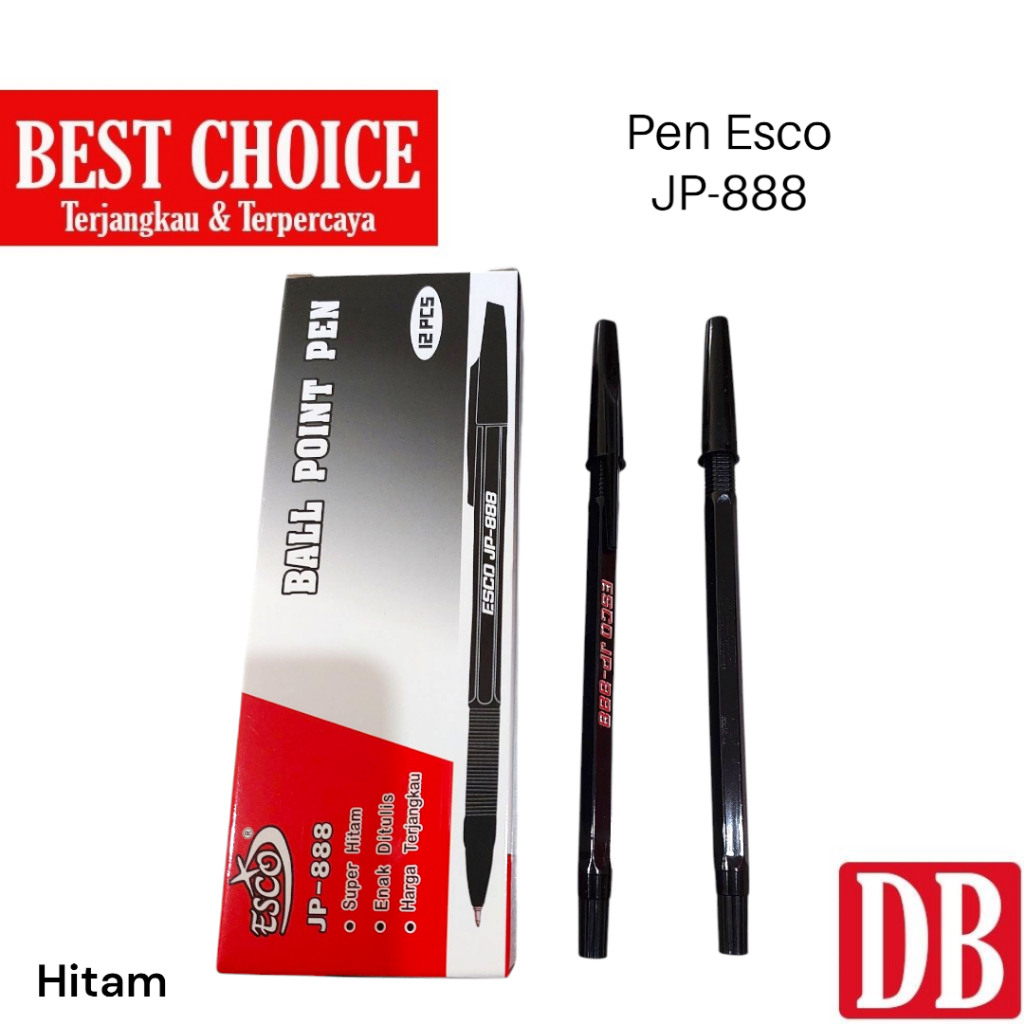 

Ballpoint / Pen / Pulpen Esco JP-888 Hitam (12 pcs)