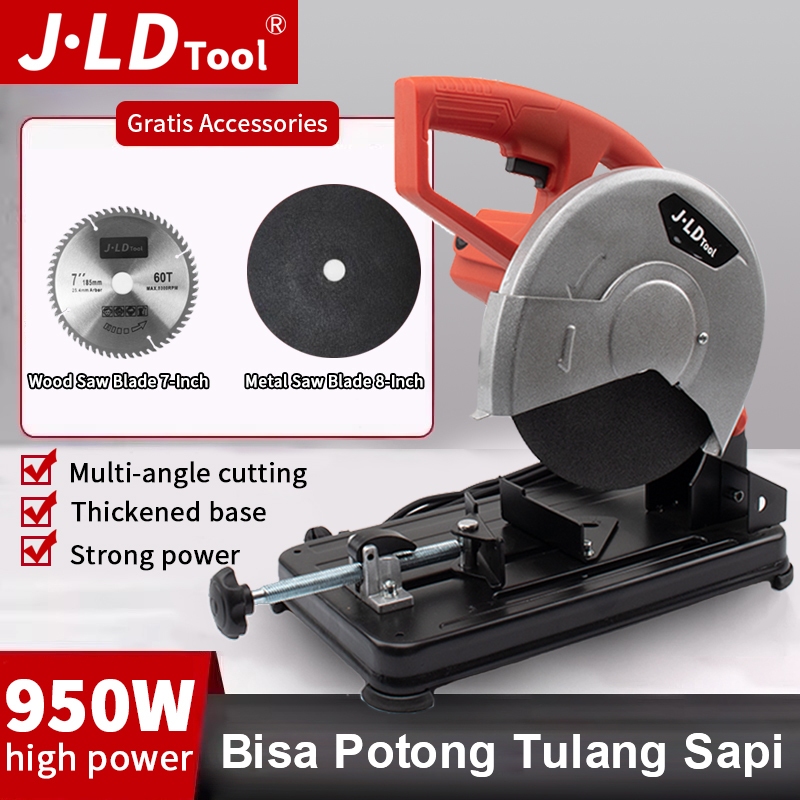JLD 8" Mesin Potong Besi Metal Speed Cutter Bone Saw Cut Off Machine Chop Saw 950W Gergaji Mitra J20