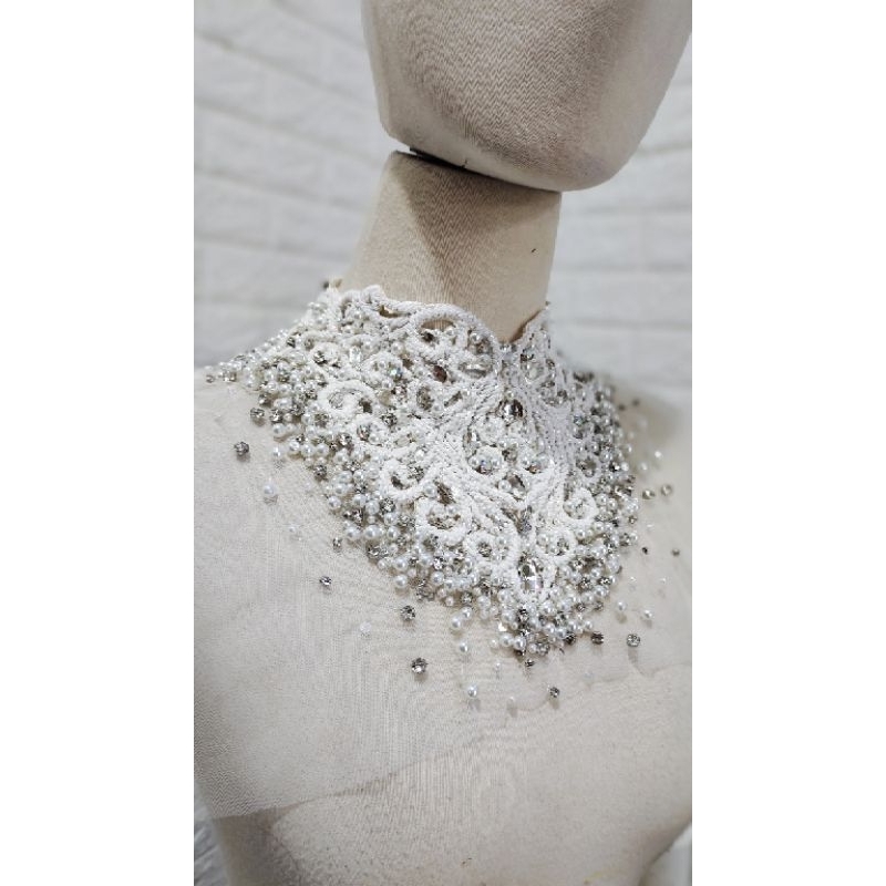 cokerleher/kalung/coker/hiasan leher/bordir leher/kerah bordir/