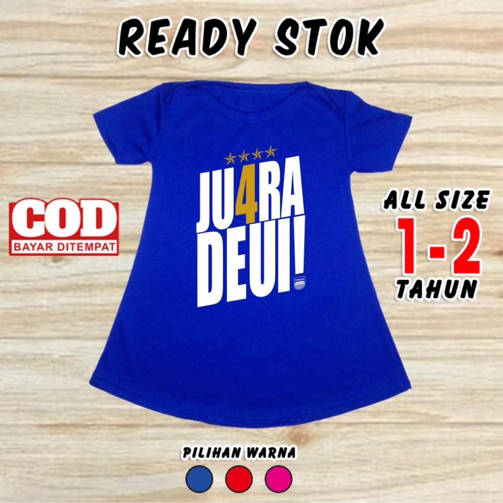 Dress Anak Perempuan PERSIB JUARA DEUI Baju Motif Sepak Bola Pakaian Bobotoh Bayi Balita Kostum Foto