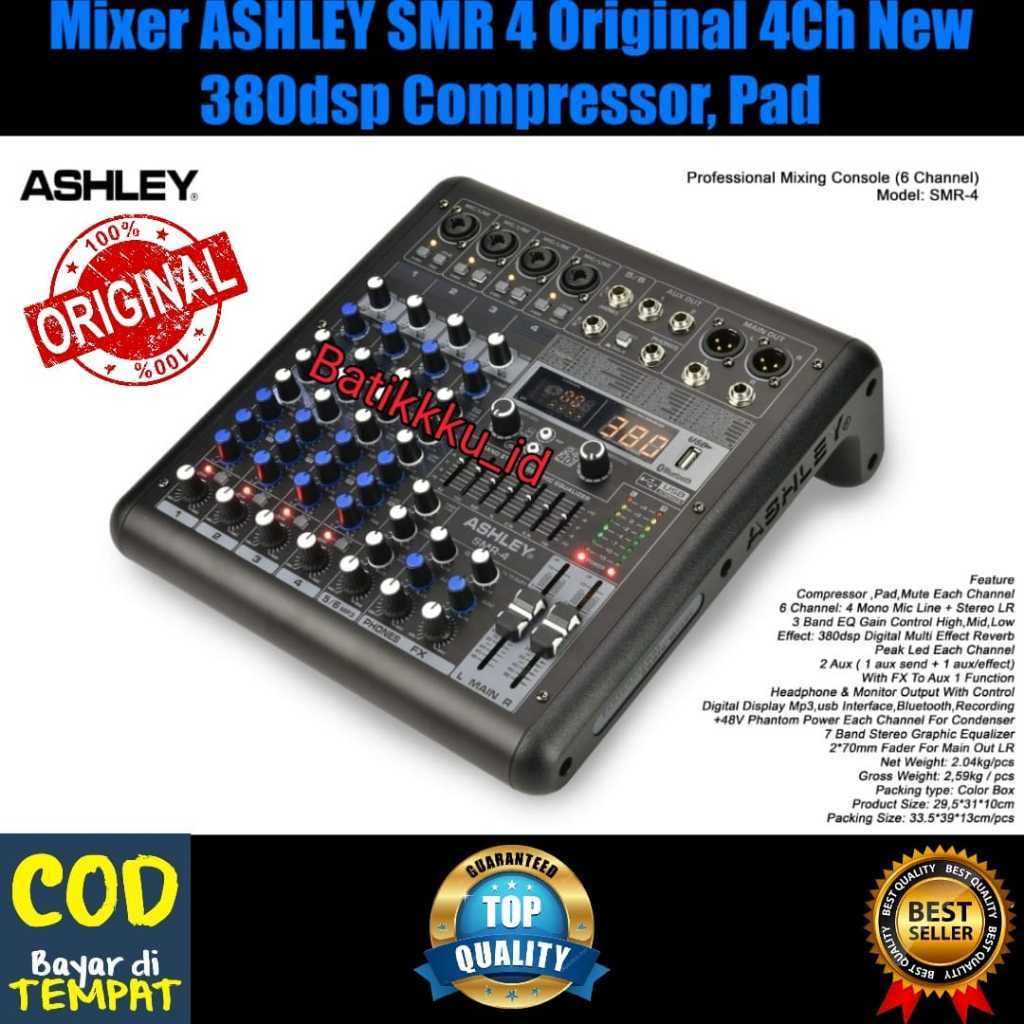 MIXER AUDIO ASHLEY SMR4 / SMR 4 4CH ORIGINAL ASHLEY BLUETOOTH-USB-RECORDING