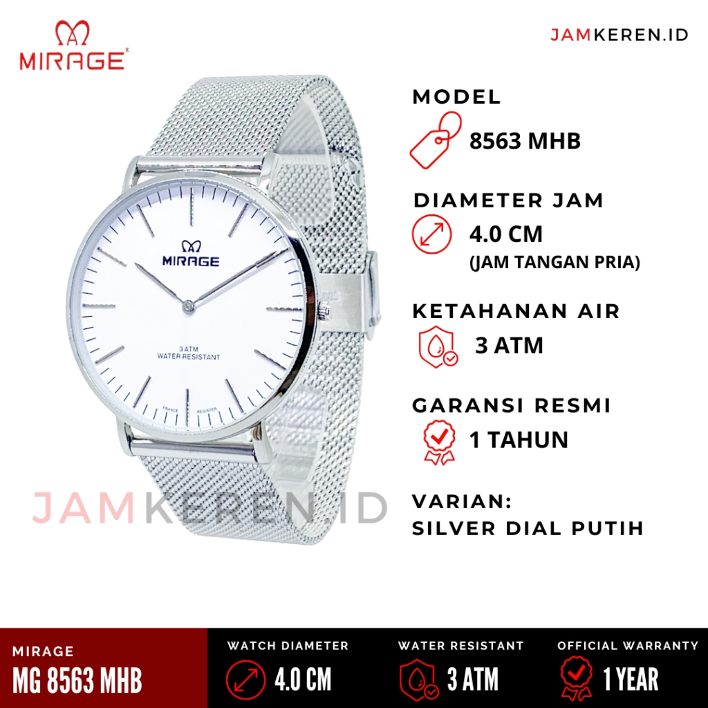 Mirage - Jam Tangan Pria - Jam Tangan Pria Rantai Pasir - 8563 MH Original 100% Garansi Resmi