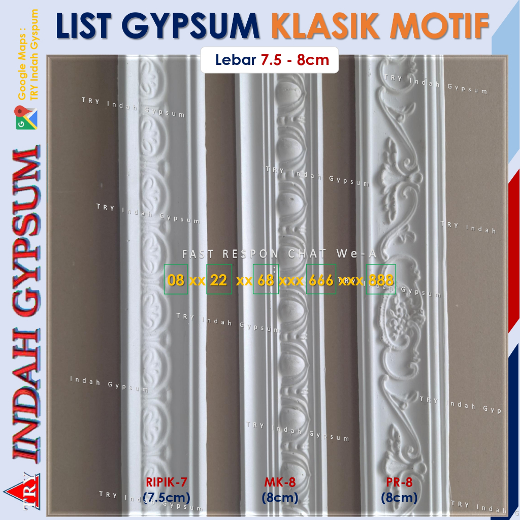List PLAFON Gypsum motif KLASIK 7cm 8cm 9cm 10cm - Original TRYINDAH