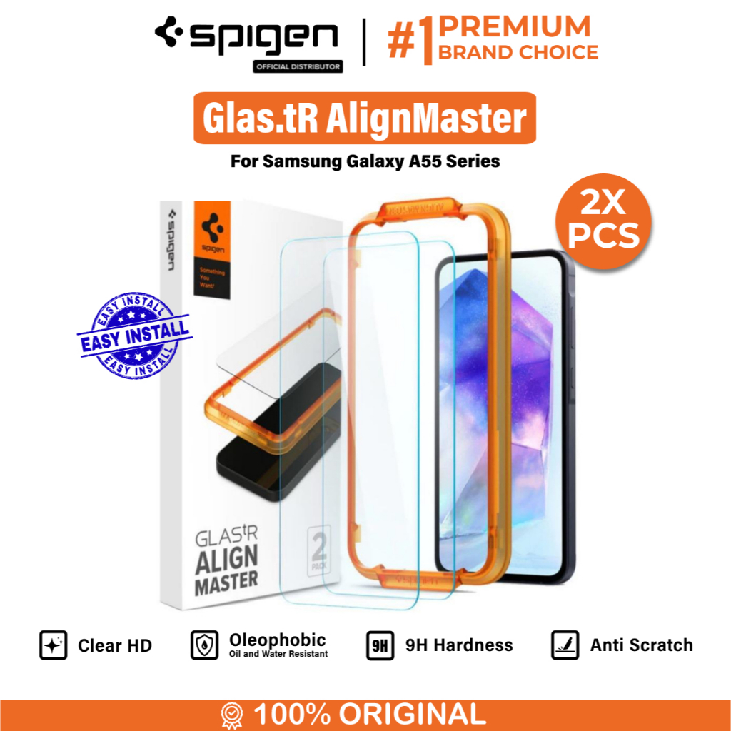 Tempered Glass Samsung Galaxy A55 Spigen GlastR Alignmaster Clear Tray