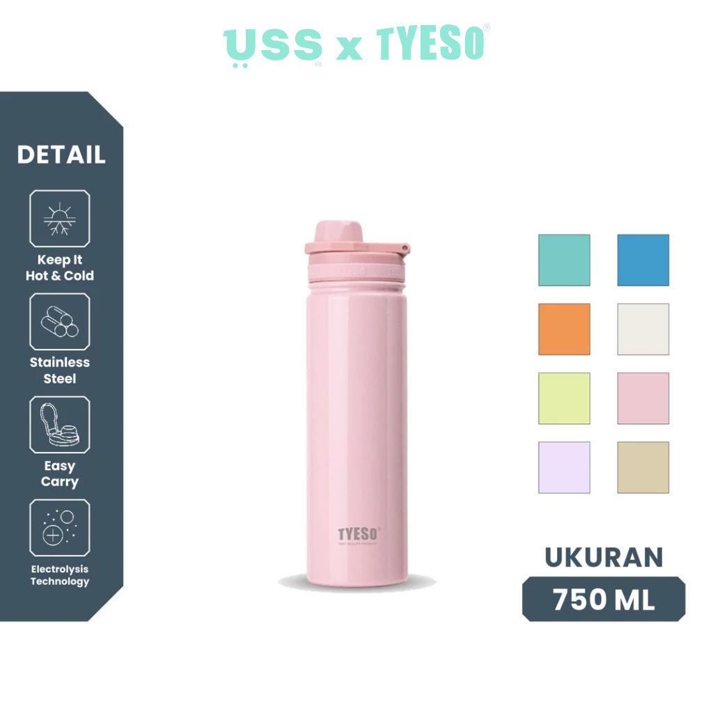 USS x Tyeso Tumbler Botol Minum Stainless 750mL TS-8709C Sports Vacuum Insulated BPA FREE 25 Oz