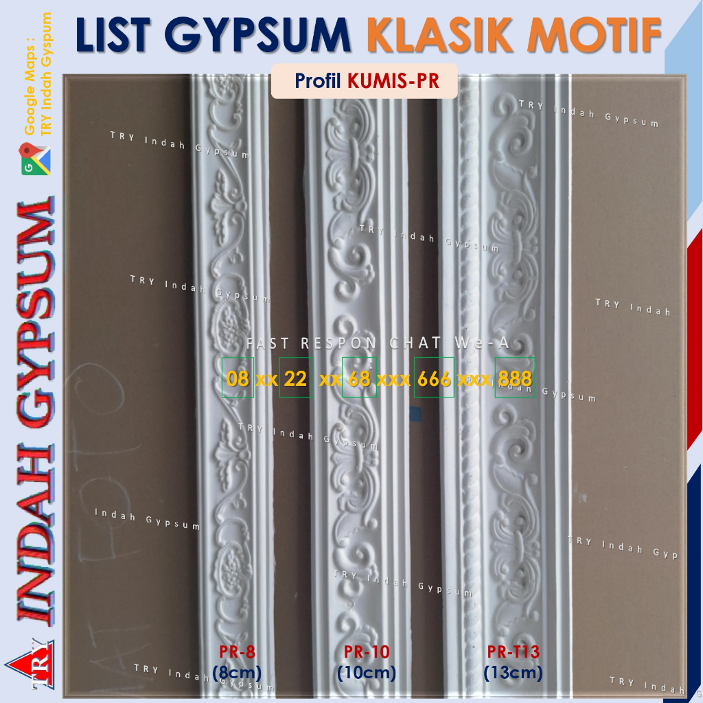 List PLAFON Gypsum KLASIK motif KUMIS PR 8cm 10cm 13cm - Original TRYINDAH