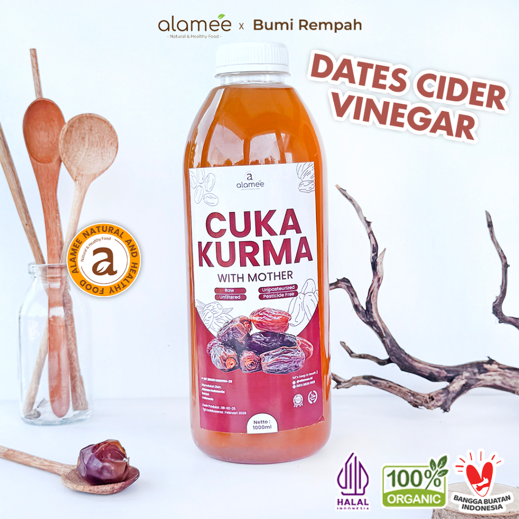 

ALAMEE Cuka Kurma With Mother Original Dates Cider Vinegar Fermentasi Probiotik Herbal 1 Liter
