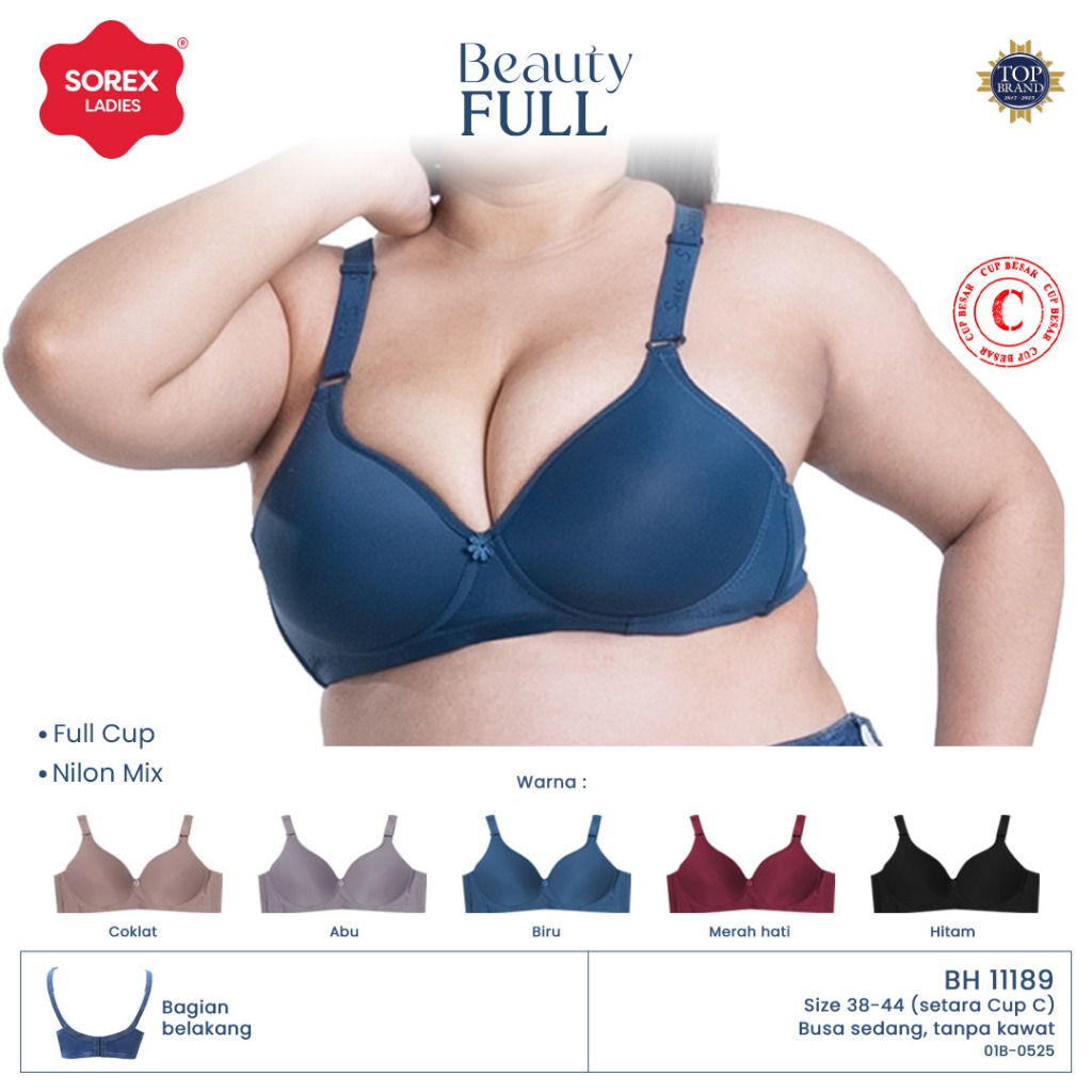 Sorex Bra Cup Besar Tanpa Kawat Nilon Mix Big Cup C Busa Sedang Kait 3 Daily BH 11189