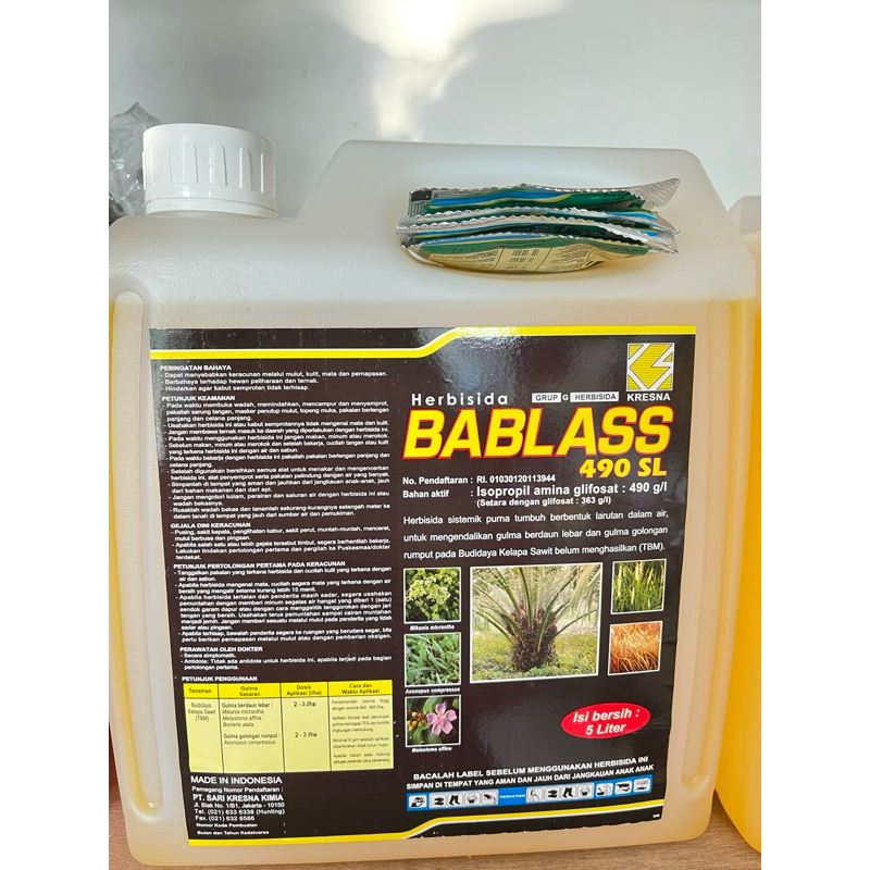 HERBISIDA BABLAS 490 SL /5 Liter/ Racun Rumput & Gulma Sampai Akar