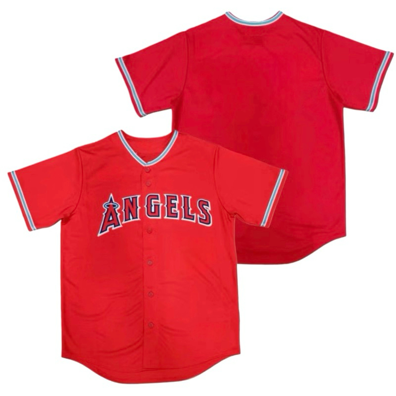 BORDIR JERSEY BAJU BASEBALL LOS ANGELES ANAHEIM ANGELS MERAH