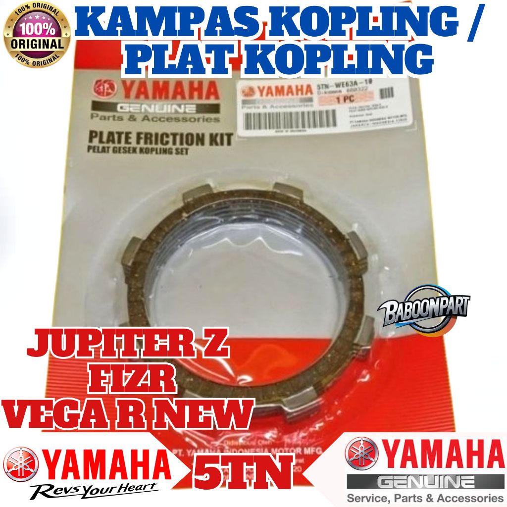 KAMPAS KOPLING / PLAT KOPLING 1 SET 5TN ORIGINAL YGP YAMAHA F1ZR, JUPITER Z, VEGA R NEW